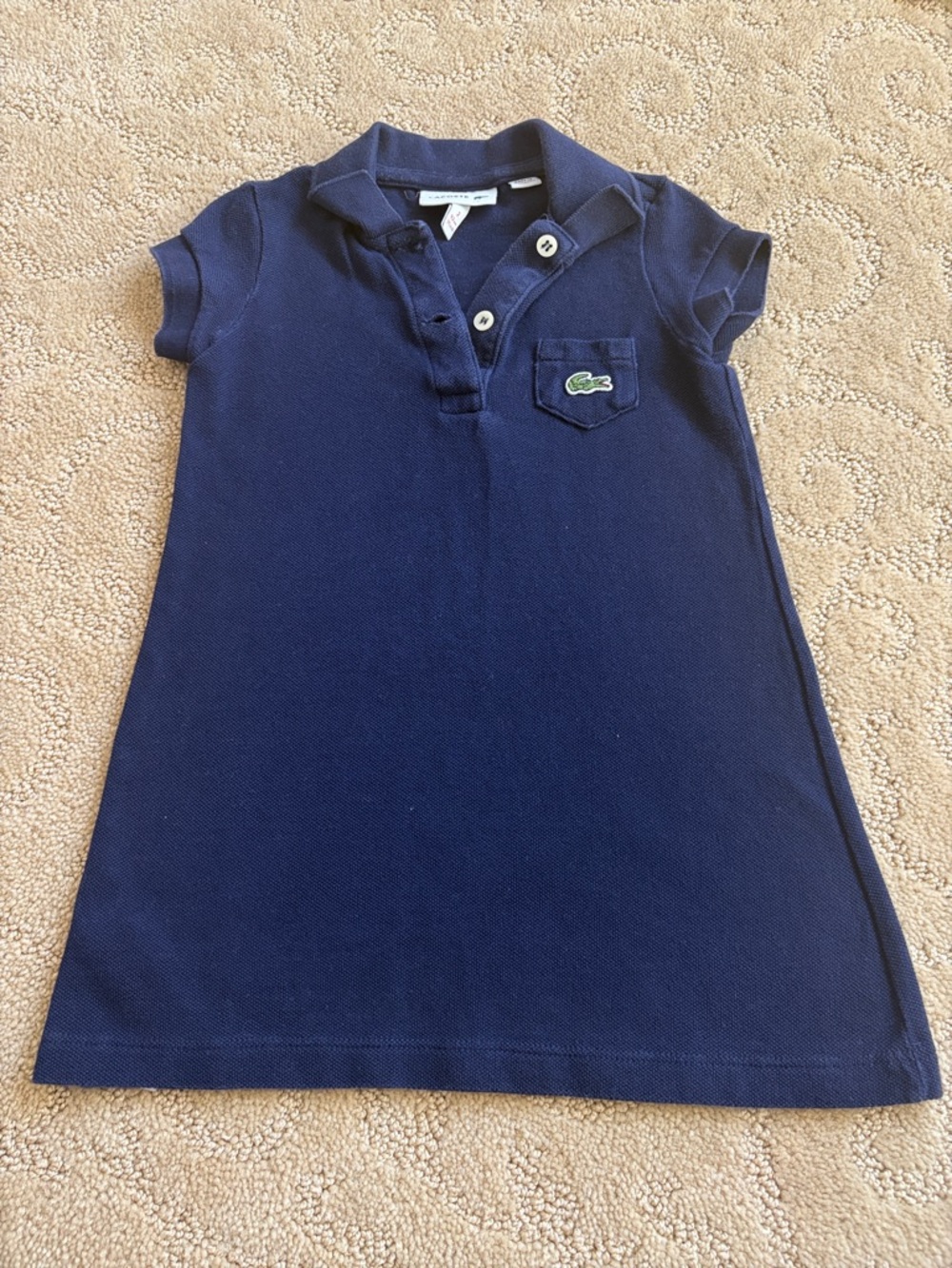 Lacoste Kids Navy Blue Polo Dress with Crocodile Logo